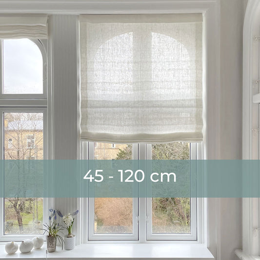 Raffrollos - Weißes Leinen - Kettenzug - 45-120 cm breit
