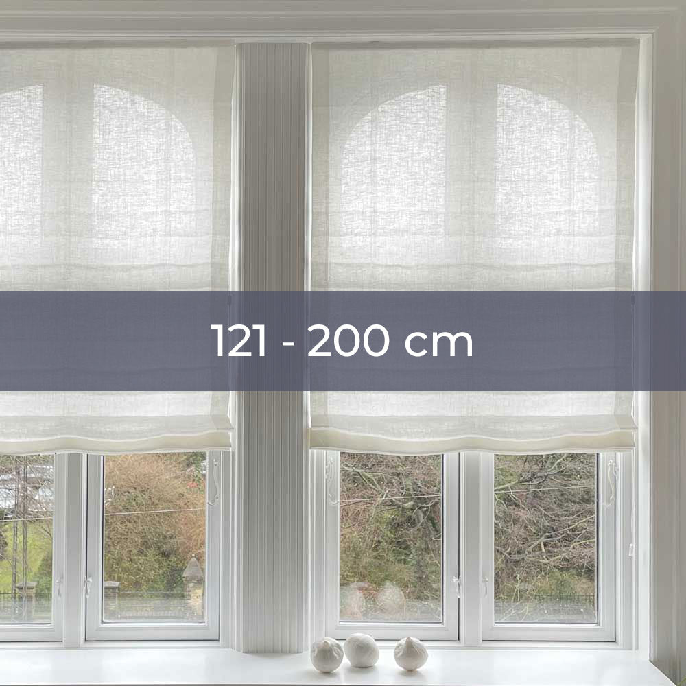Vouwgordijn - Wit linnen - Koord - 121-200 cm breed