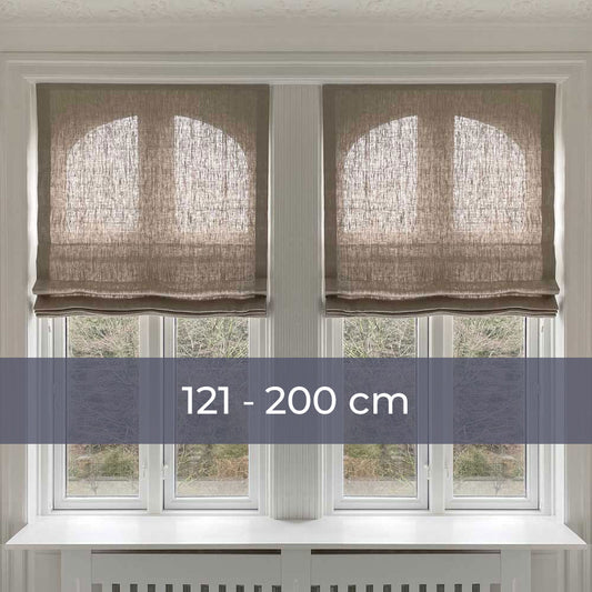 Raffrollo - Leinen natur - Kordelzug - 121-200 cm breit
