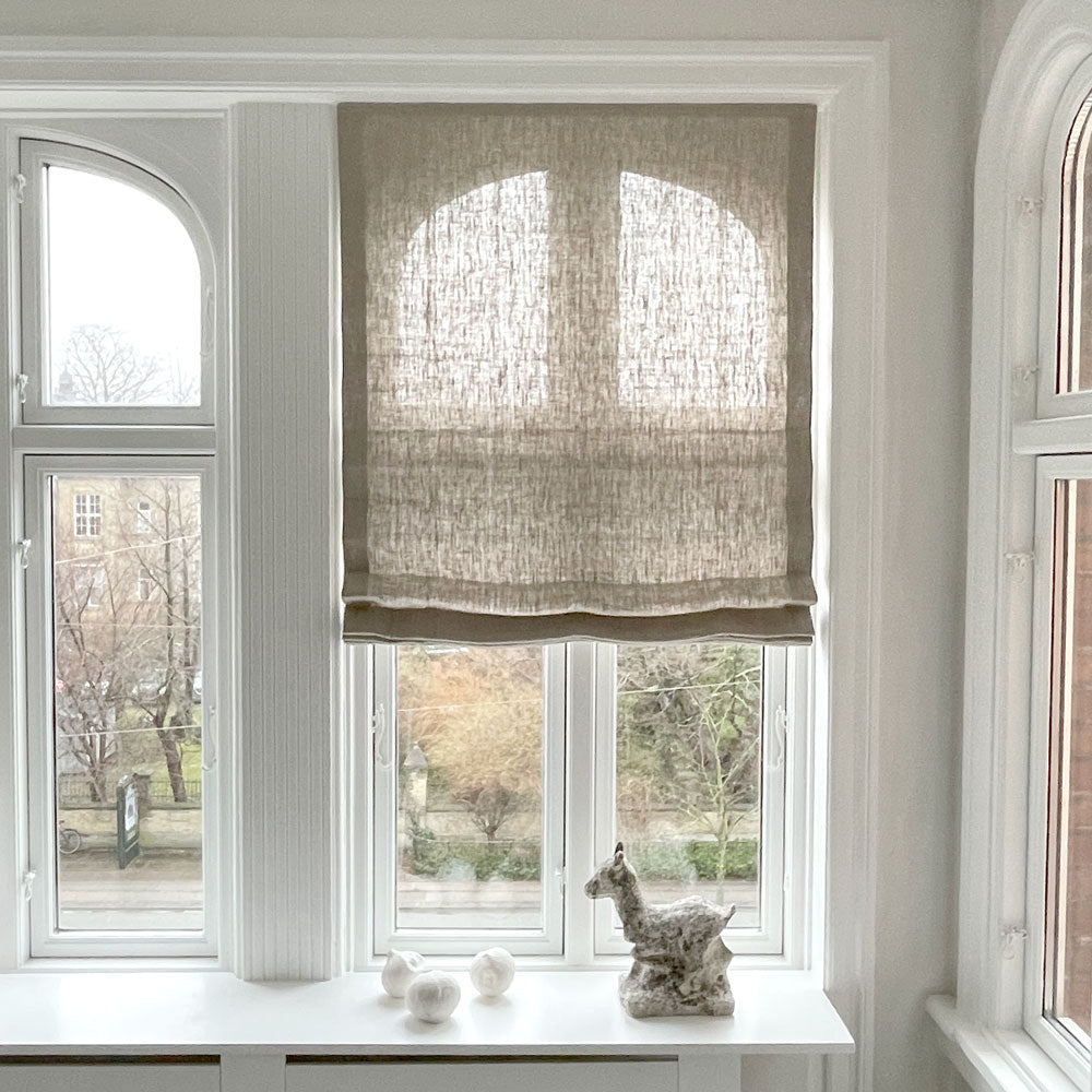 Roman blinds curtain - Natural linen - Chain pull - 121-200 cm wide