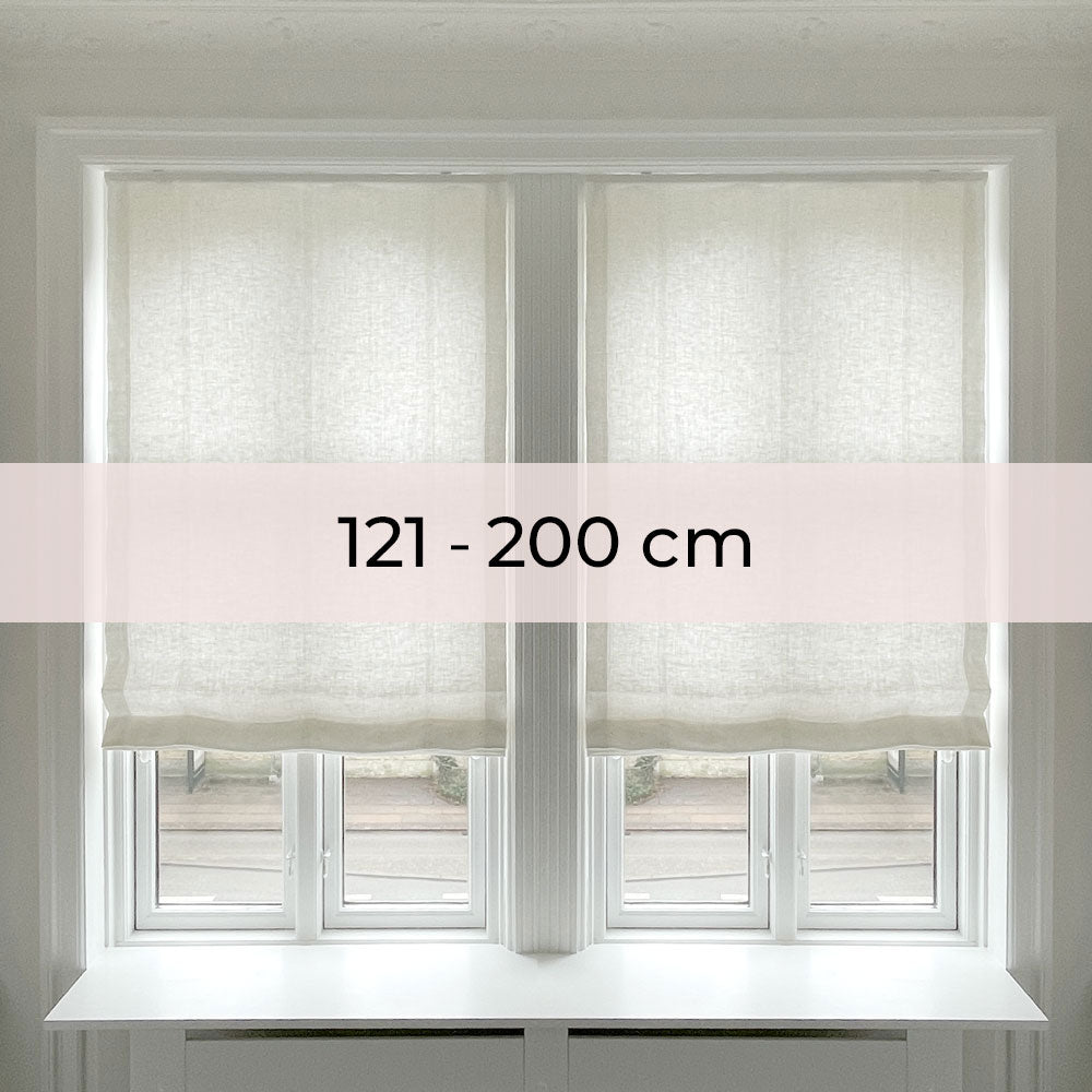 Lined roman blinds curtain - White linen - Drawstring - 121-200 cm wide