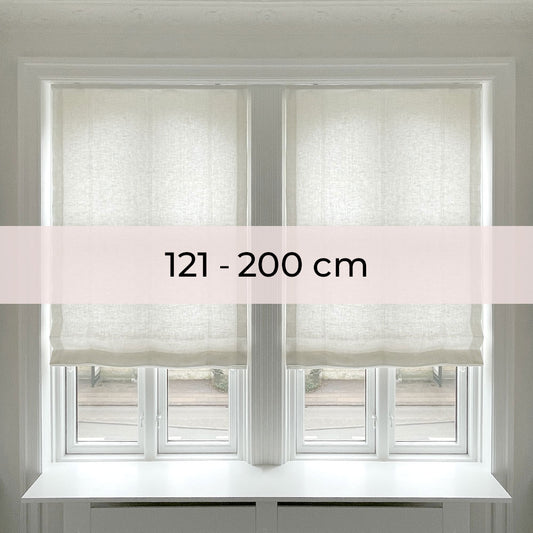 Gefütterter Raffrollo - Weißes Leinen - Kordelzug - 121-200 cm breit