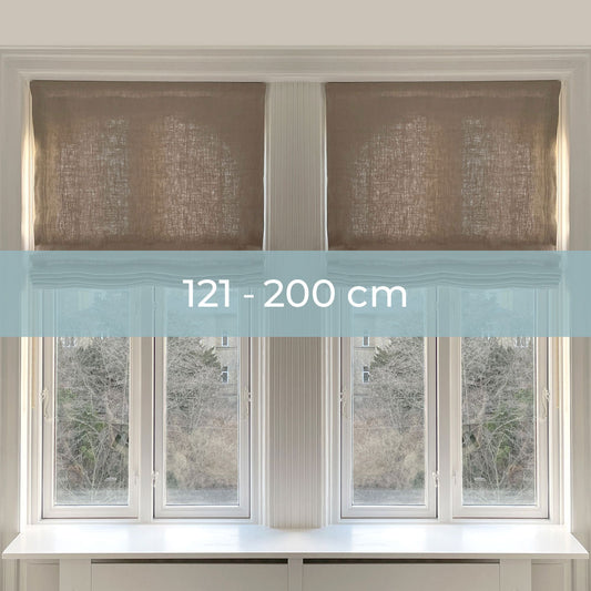 Gefütterte Raffrollo - Natürliches Leinen - Kettenzug - 121-200 cm breit