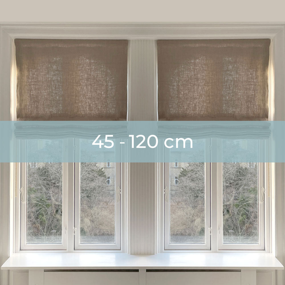 Lined roman blinds curtain - Natural linen - Chain pull - 45-120 cm wide