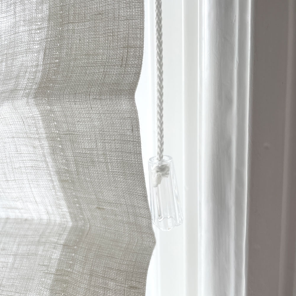 Lined roman blinds curtain - White Linen - Drawstring - 201-280 cm wide