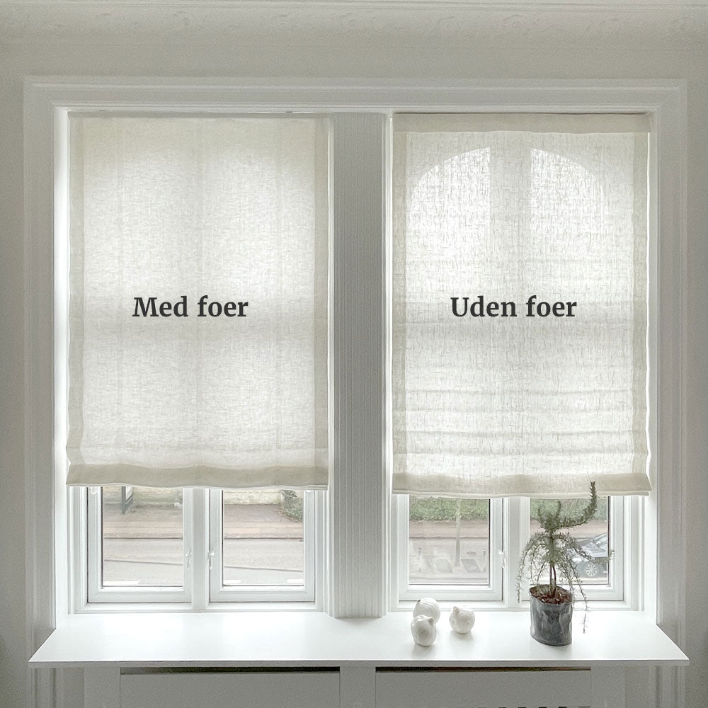 Lined roman blinds curtain - White Linen - Drawstring - 201-280 cm wide