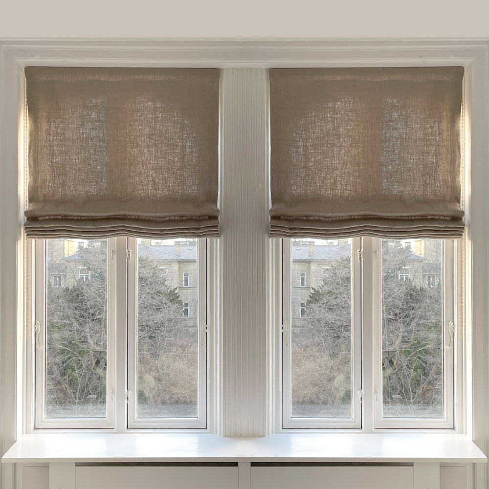 Foret foldegardin -  Natur hør - Snoretræk - 215-285 cm bred