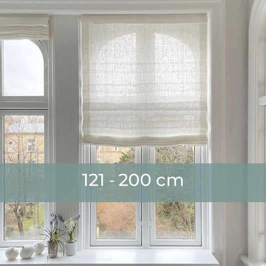 Roman blinds curtain - White linen - Chain pull - 121-200 cm wide