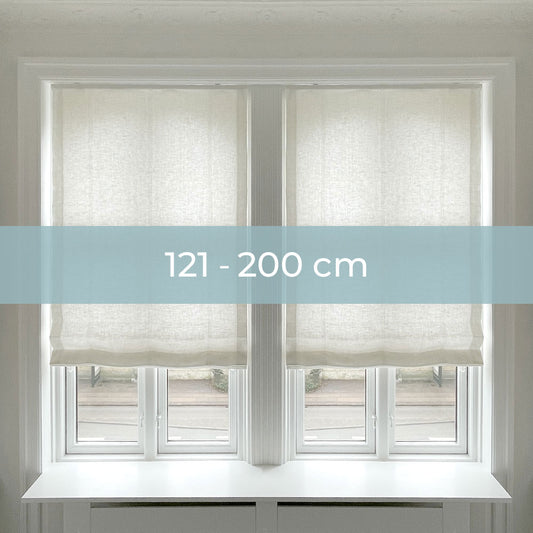 Lined roman blinds curtain - White linen - Chain pull - 121-200 cm wide