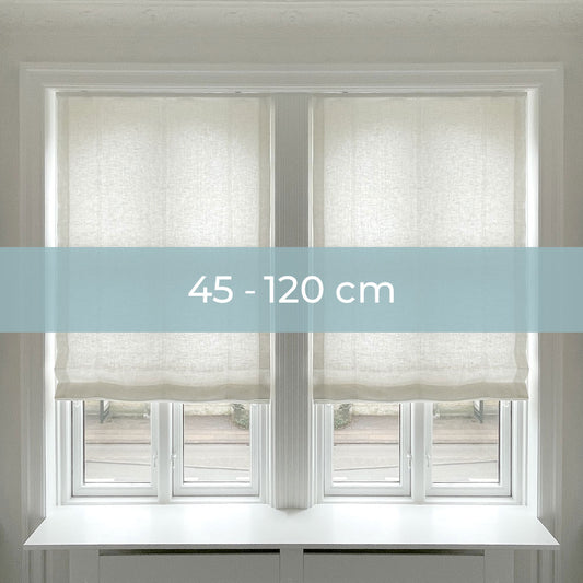 Lined roman blinds curtain - White linen - Chain pull - 45-120 cm wide