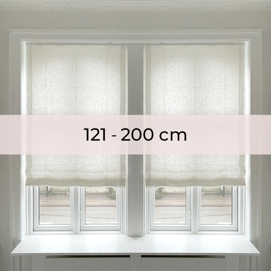 Lined roman blinds curtain - White linen - Drawstring - 121-200 cm wide