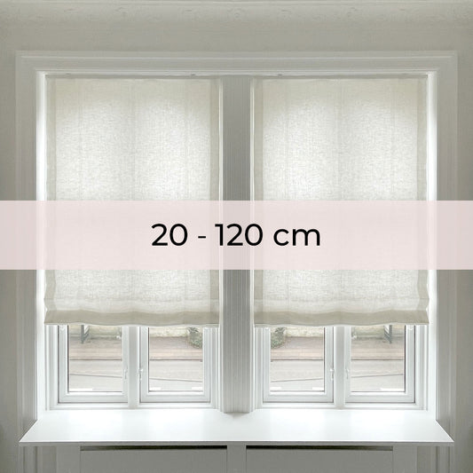 Lined roman blinds curtain - White linen - Drawstring - 20-120 cm wide